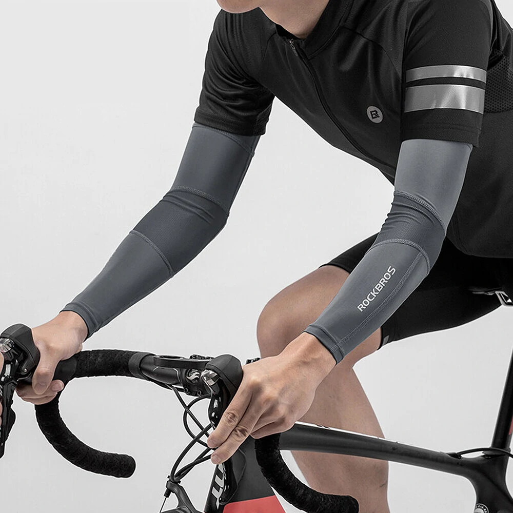 (image for) ROCKBROS Ice Silk Fabric Cycling Hand Support UPF 50+ Sun Protection Breathable High Elasticity Running Grip Stitching Sleeve for Running Riding Outdoors Sports